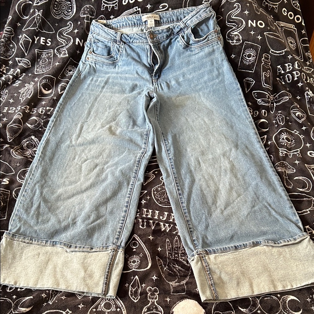 Madden Girl wide leg, cuffed jeans